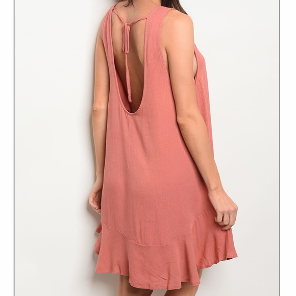 Coral Color Scoopback Dress - Picture 8 of 8